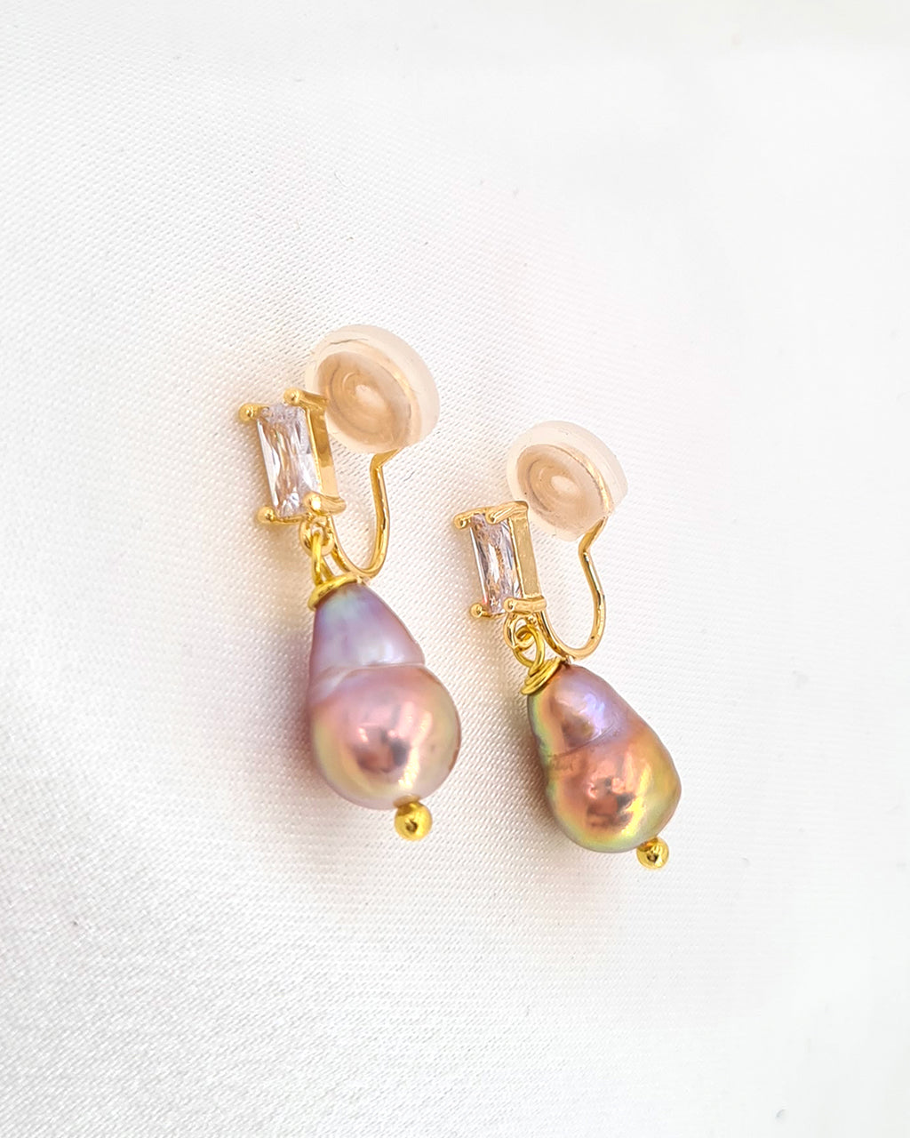 Clip-On Pearl Earrings | Freshwater Purple Pearl Clip-on Earrings | No Pierced