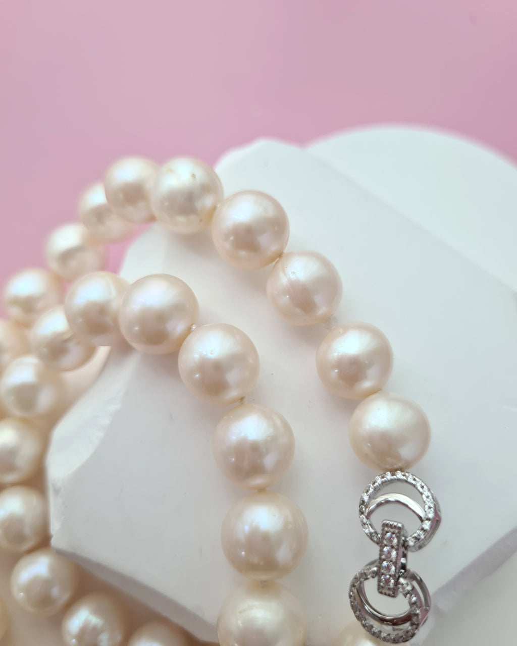Creamy White Pearl Strand Necklace - Classic Knotted 10mm-11mm