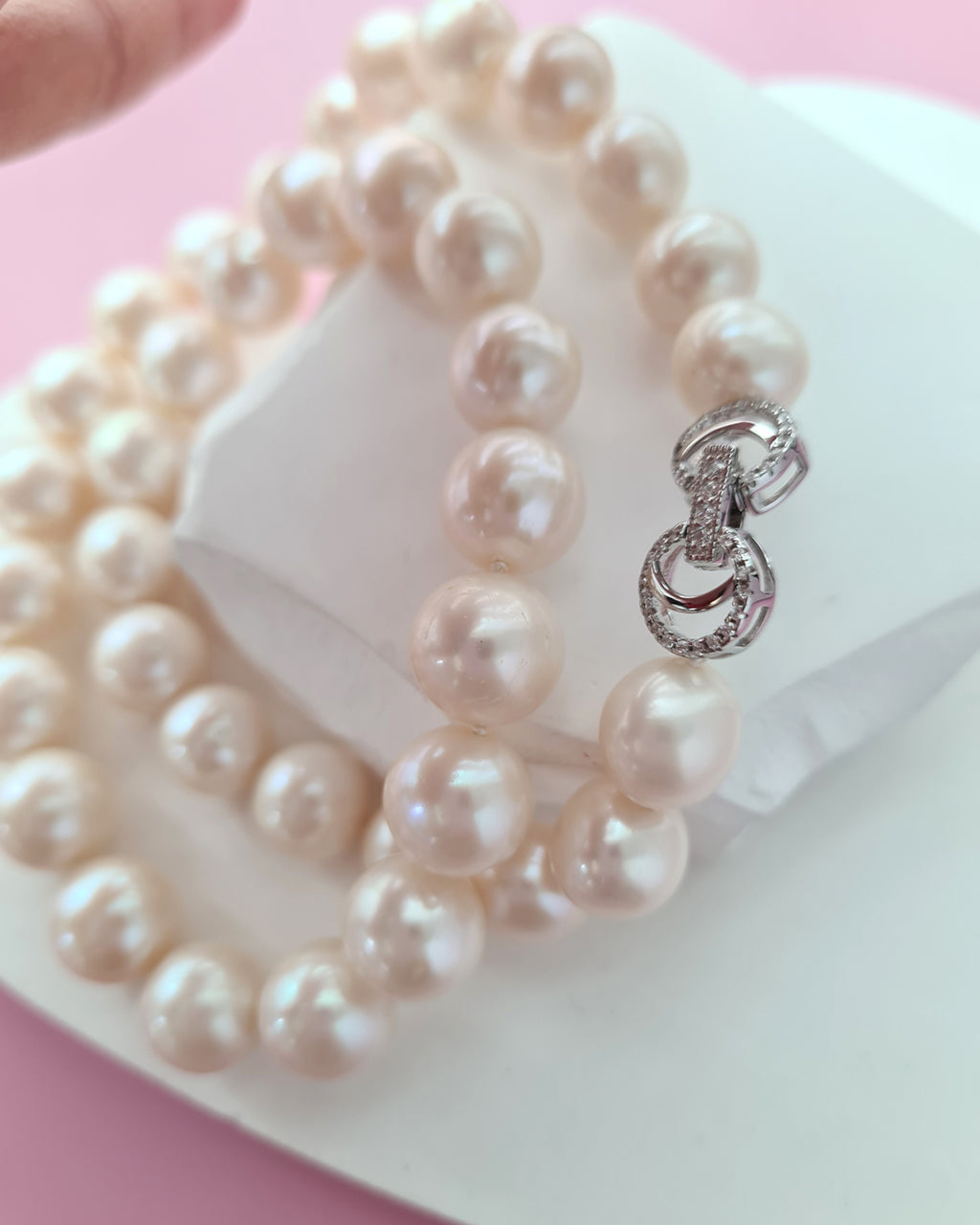 Creamy White Pearl Strand Necklace - Classic Knotted 10mm-11mm