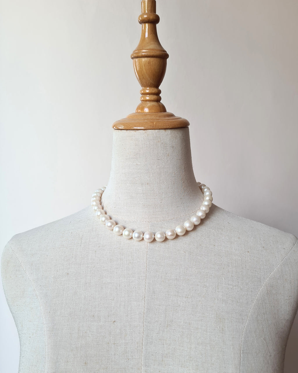 Creamy White Pearl Strand Necklace - Classic Knotted 10mm-11mm