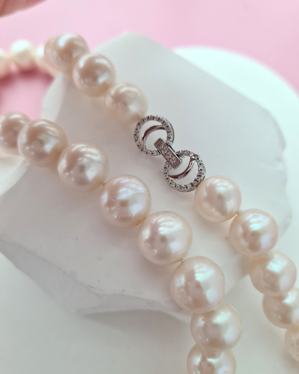 Creamy White Pearl Strand Necklace - Classic Knotted 10mm-11mm