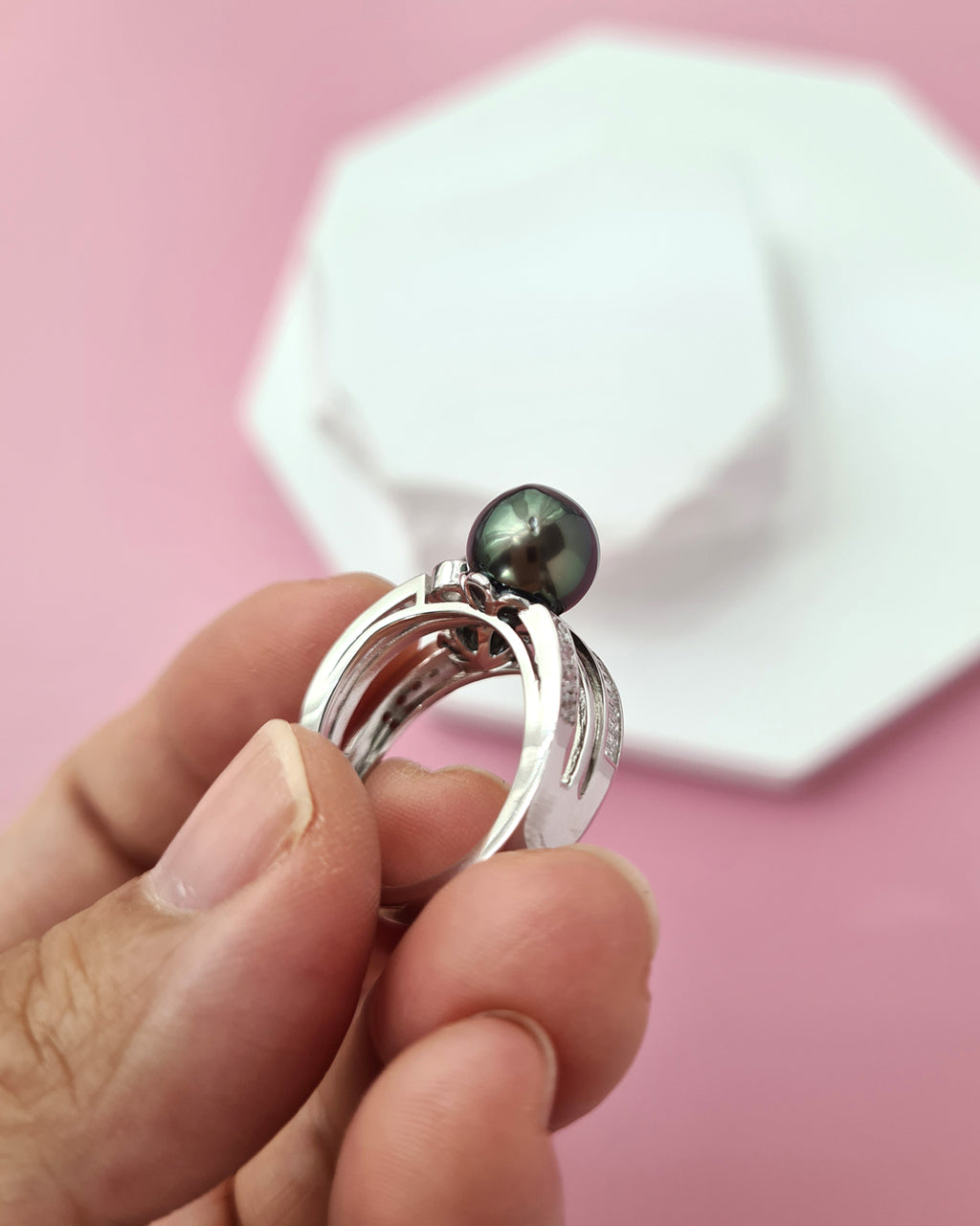 Double Tahitian Pearl Ring, Modern Pearl Jewelry in Singapore