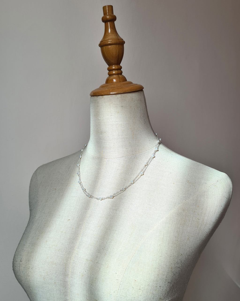 Double Strand Tiny Floating Pearl Necklace, Effortless pearl jewelry for modern women