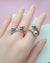 Double Silver Blue Akoya Pearl Open Ring