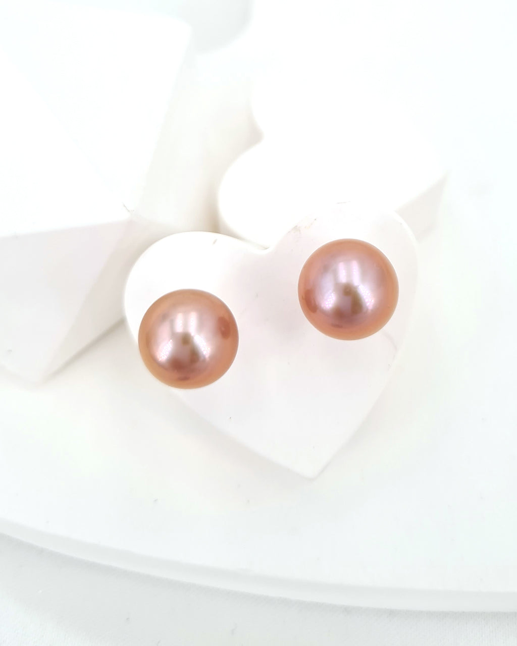 Pink Purple Edison Pearl Stud Earrings 18K Rose Gold Pearl Stud Earrings