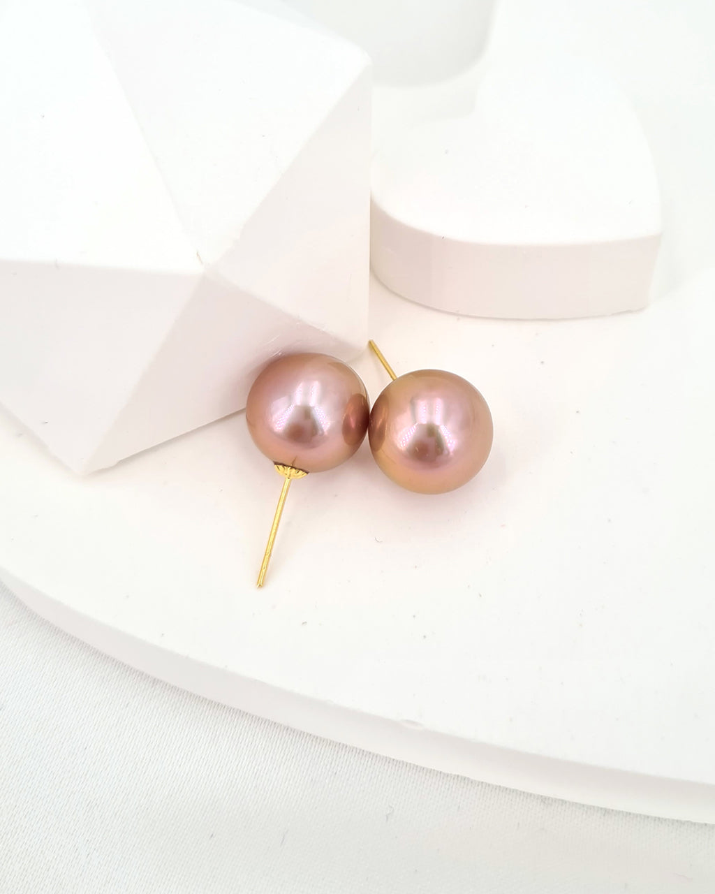 Purple Edison Pearl 18k Gold Stud Earrings Large Purple Pearl Stud Earrings
