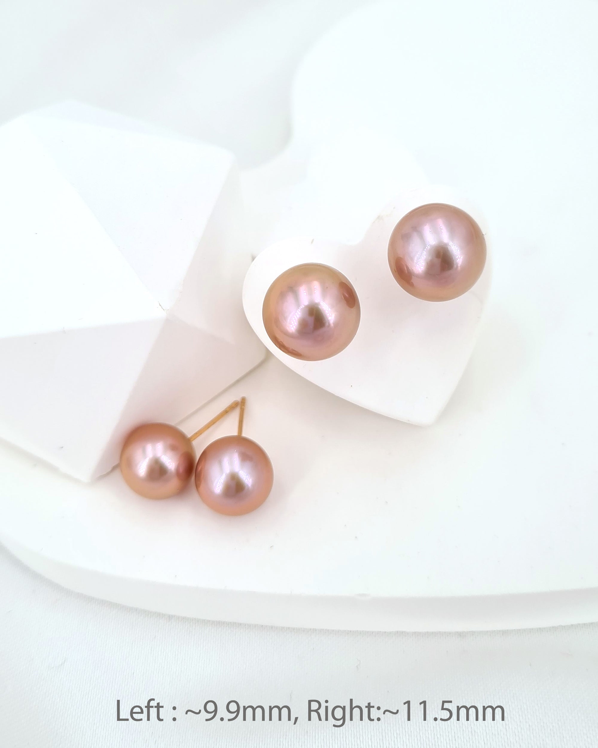 Pink Purple Edison Pearl Stud Earrings 18K Rose Gold Pearl Stud Earrings