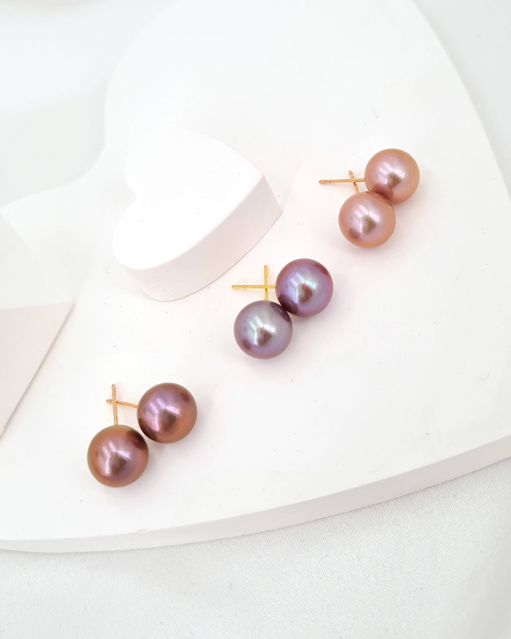 Purple Edison Pearl Stud Earrings 18K Rose Gold Pearl Stud Earrings