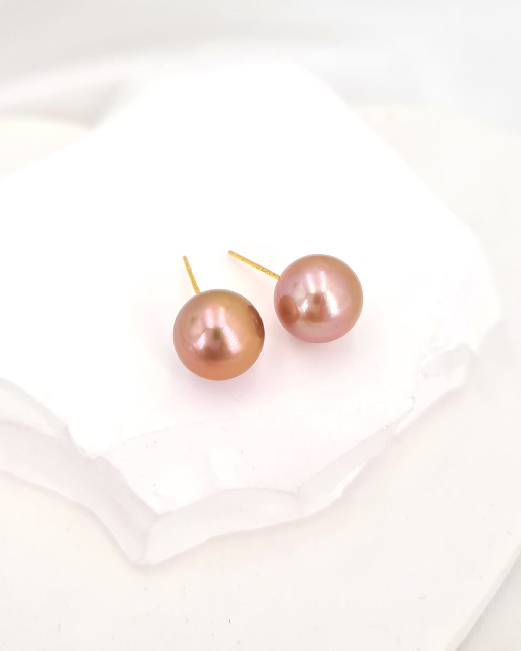 Edison Pearl Stud Earrings - 18K Gold Purple Pearl Stud Earrings 
