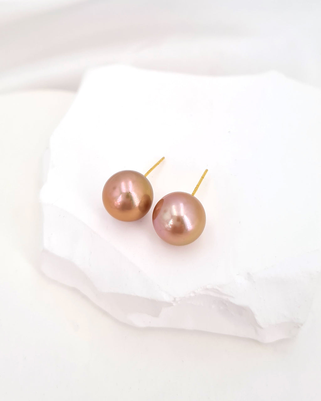 Edison Pearl Stud Earrings - 18K Gold Purple Pearl Stud Earrings 