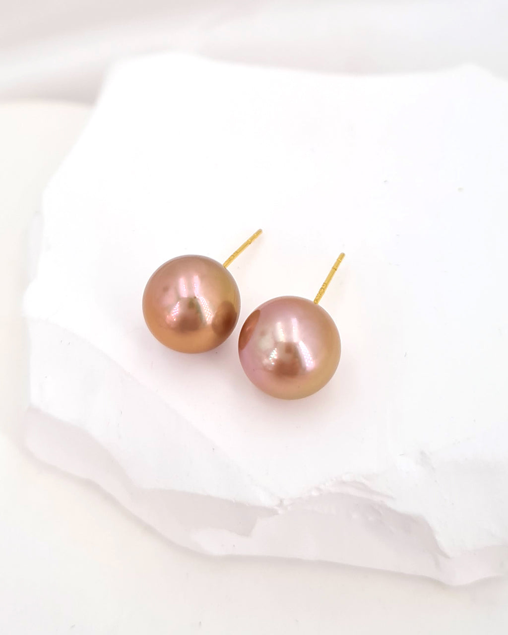 Edison Pearl Stud Earrings - 18K Gold Purple Pearl Stud Earrings 