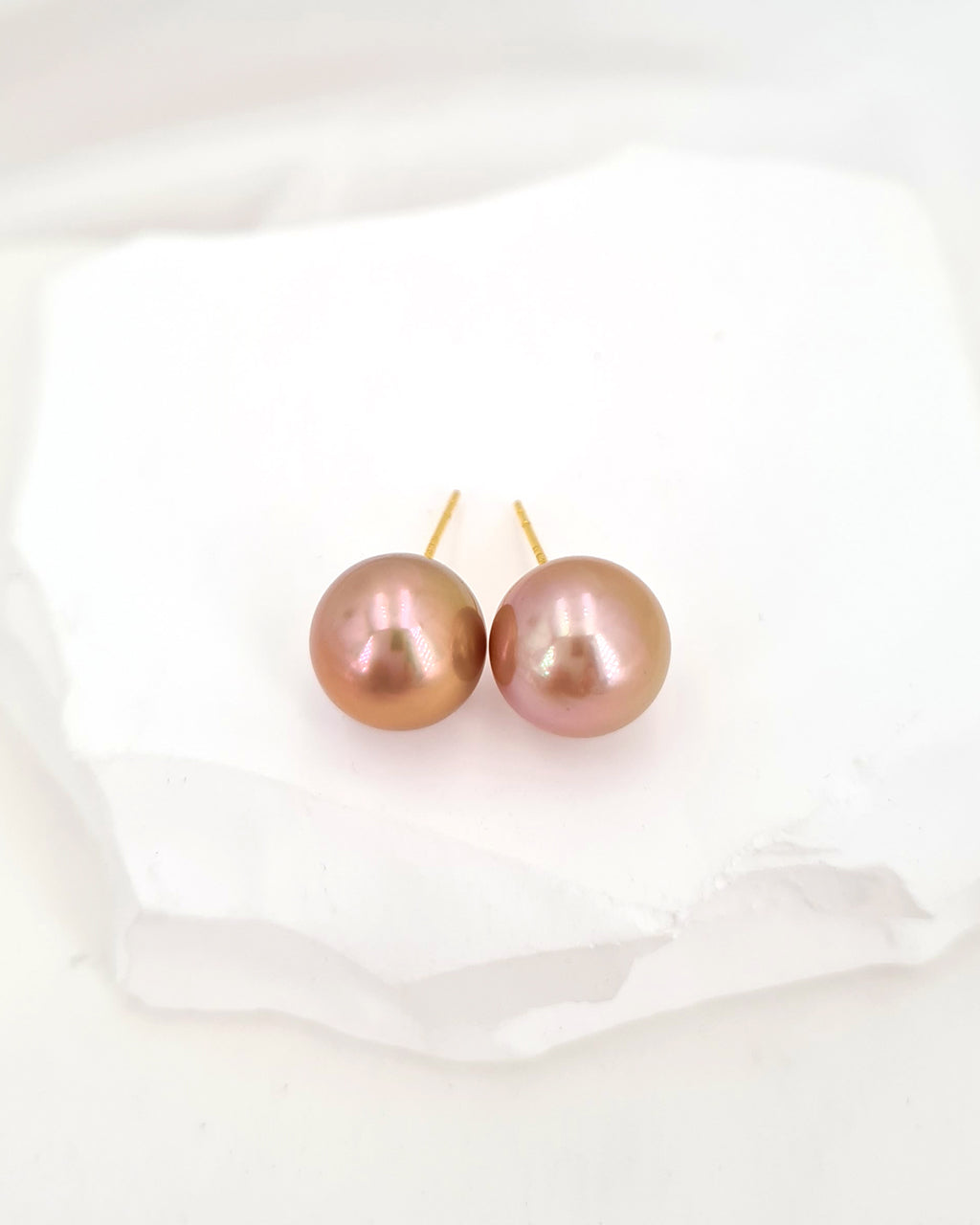 Edison Pearl Stud Earrings - 18K Gold Purple Pearl Stud Earrings 