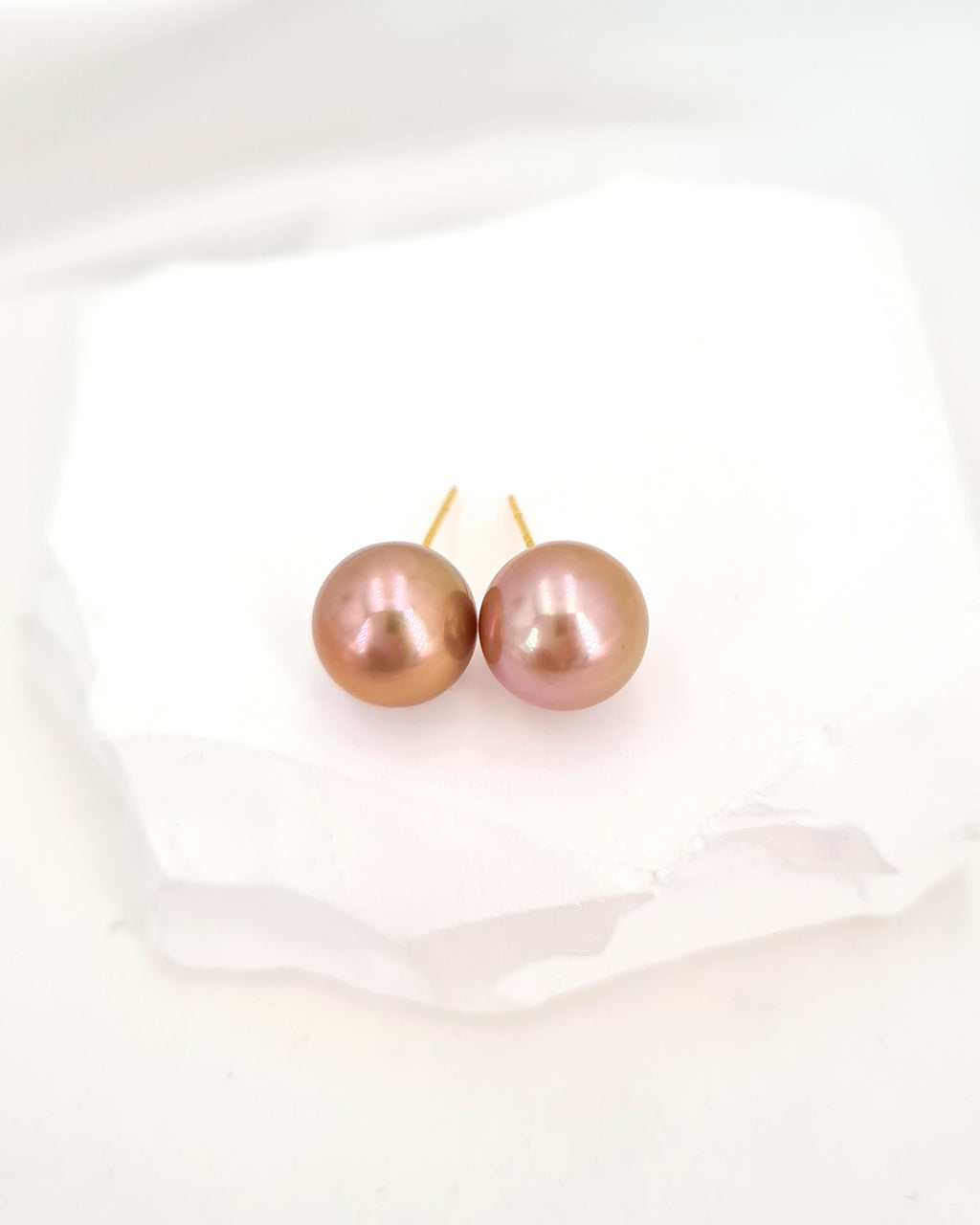 Edison Pearl Stud Earrings - 18K Gold Purple Pearl Stud Earrings 