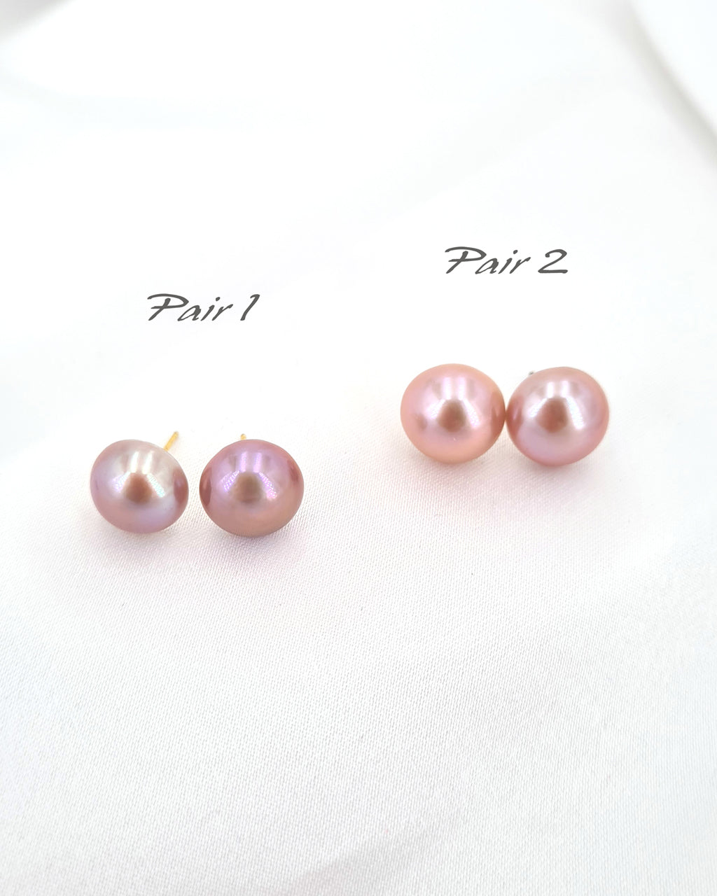 12mm+ Freshwater Mabe Pearl Stud Earrings - Purple Pink | Modern Pearl Jewelry