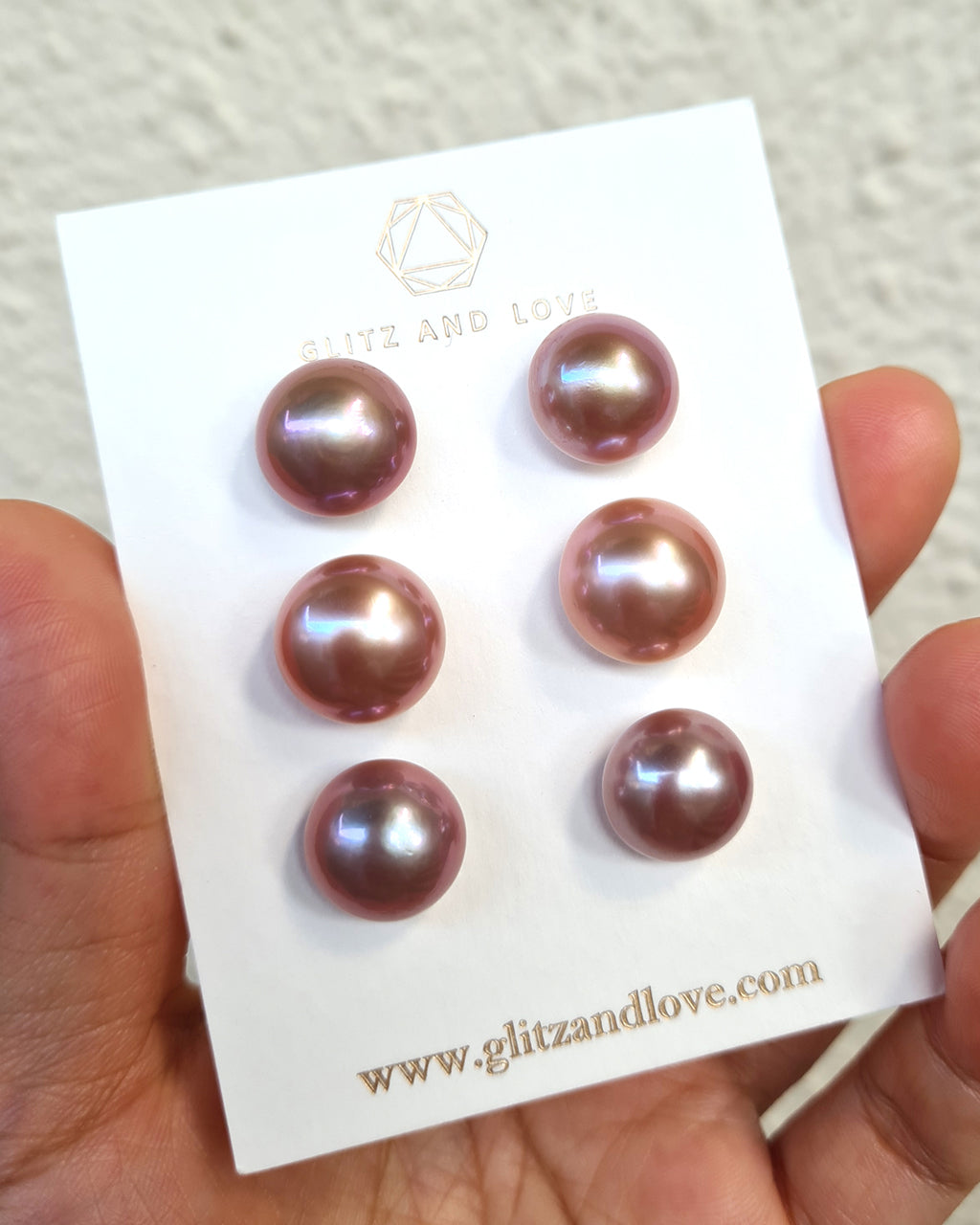 12mm+ Freshwater Mabe Pearl Stud Earrings - Purple Pink | Modern Pearl Jewelry
