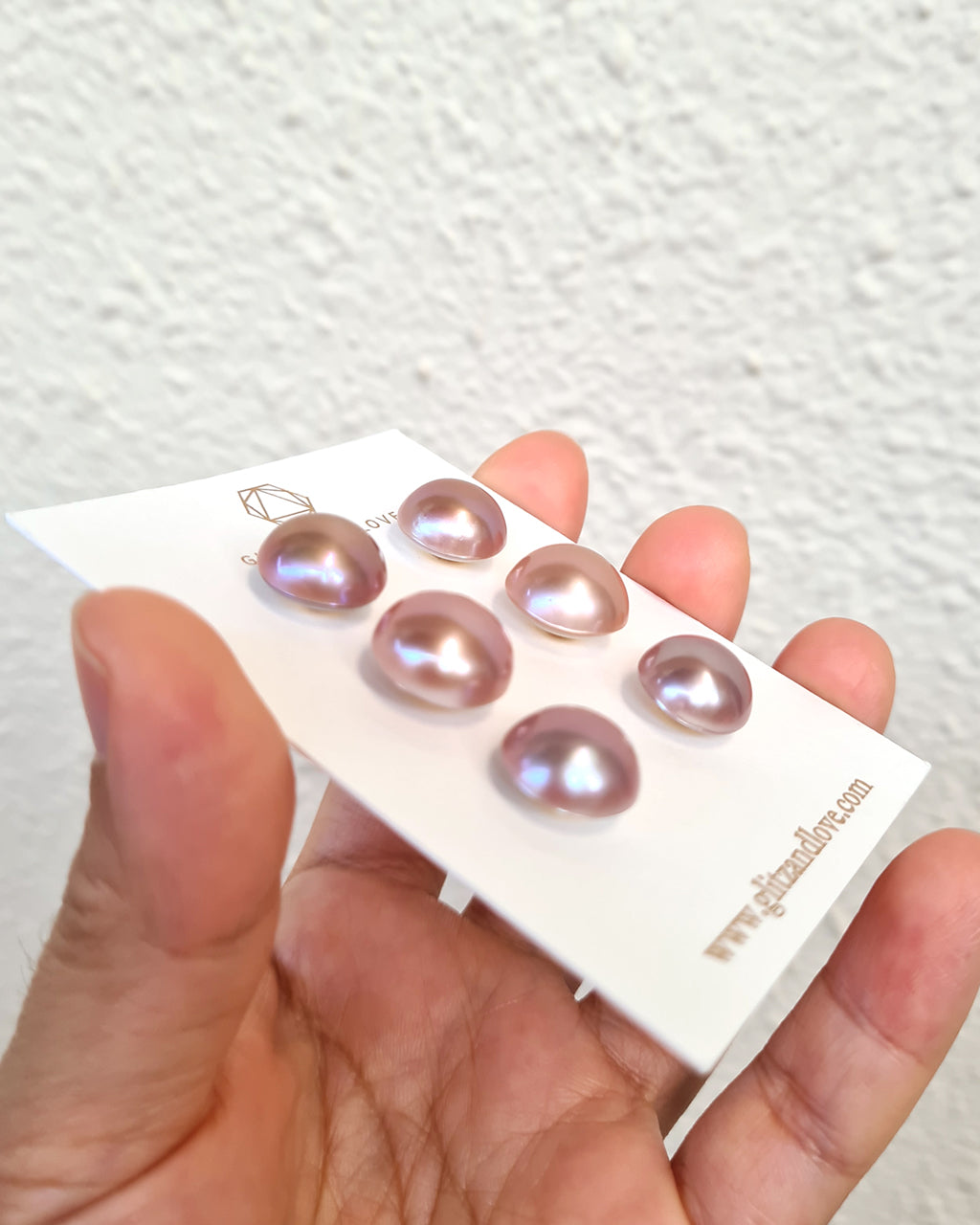 12mm+ Freshwater Mabe Pearl Stud Earrings - Purple Pink | Modern Pearl Jewelry