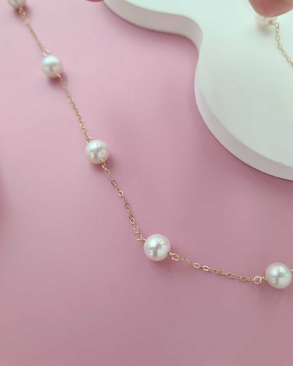 White Freshwater Pearl Floating Pearl Necklace