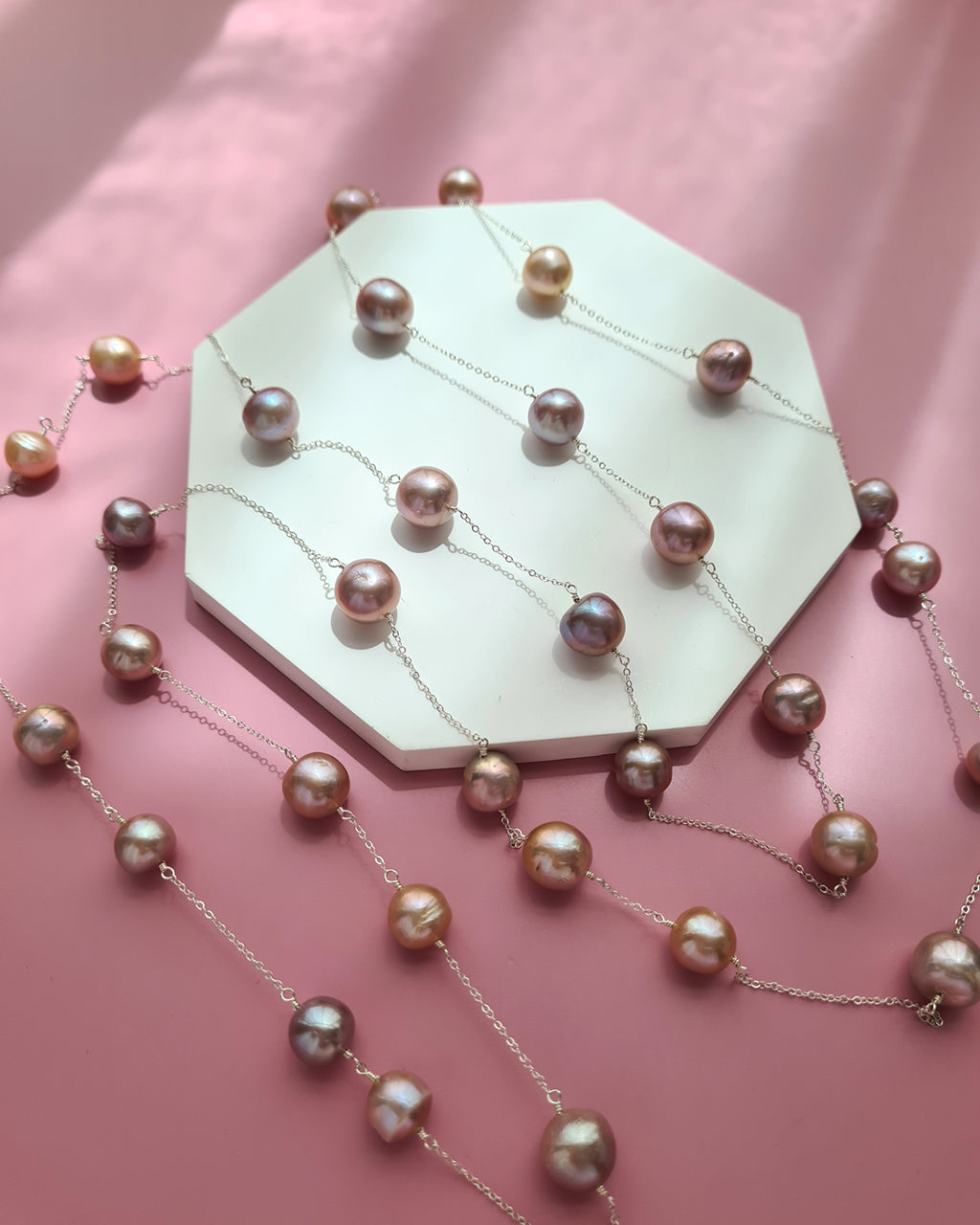 Edison Pearl Floating Pearl Necklace - Extra Long 55 inch, Handmade Pearl Jewelry in Singapore