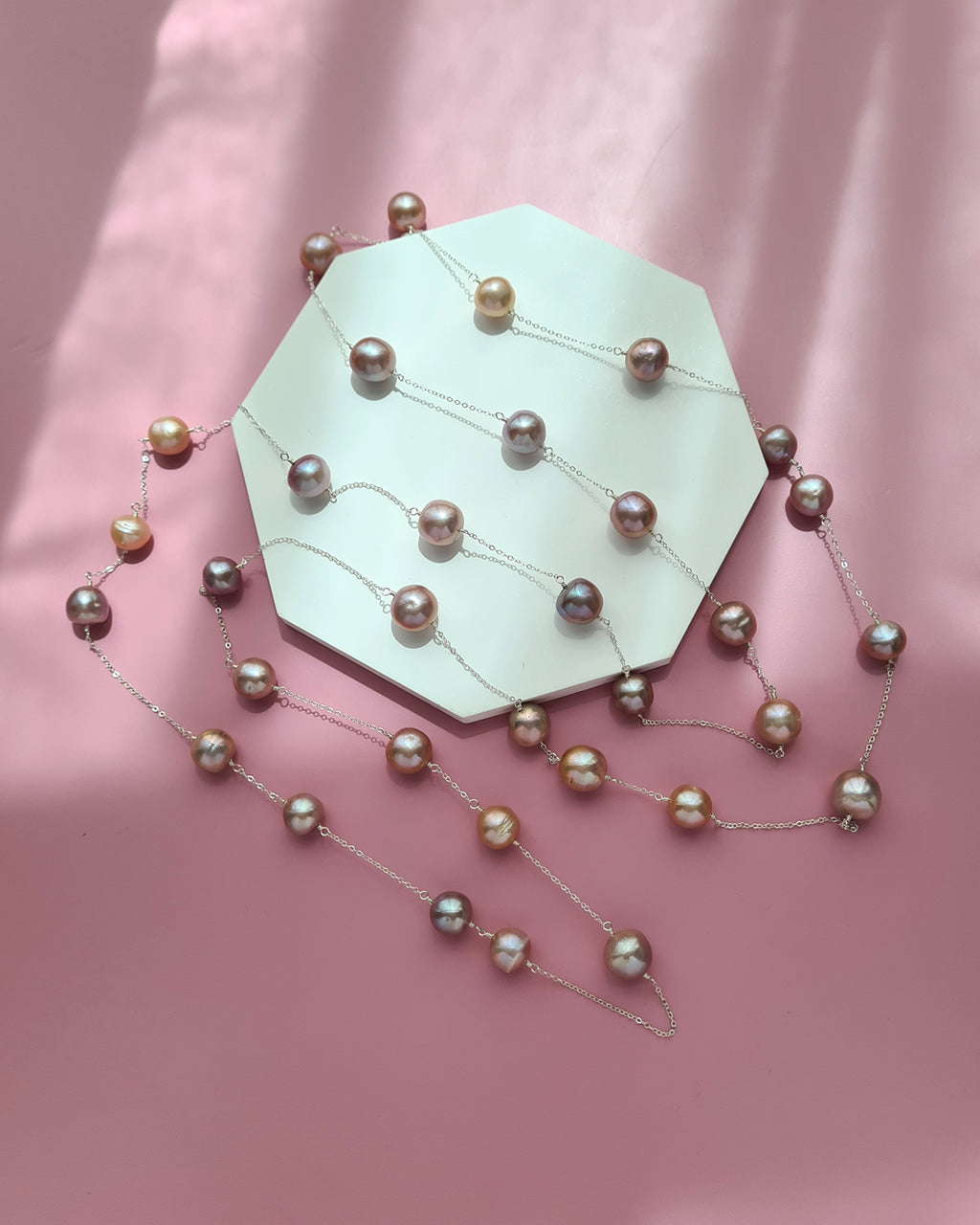 Edison Pearl Floating Pearl Necklace - Extra Long 55 inch, Handmade Pearl Jewelry in Singapore
