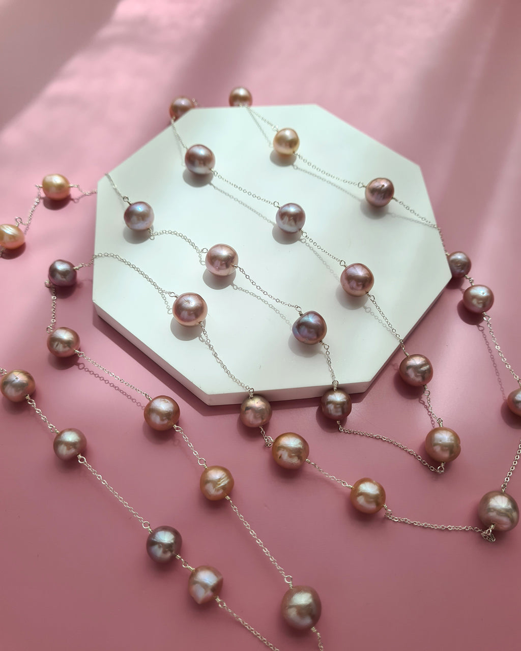 Edison Pearl Floating Pearl Necklace - Extra Long 55 inch, Handmade Pearl Jewelry in Singapore