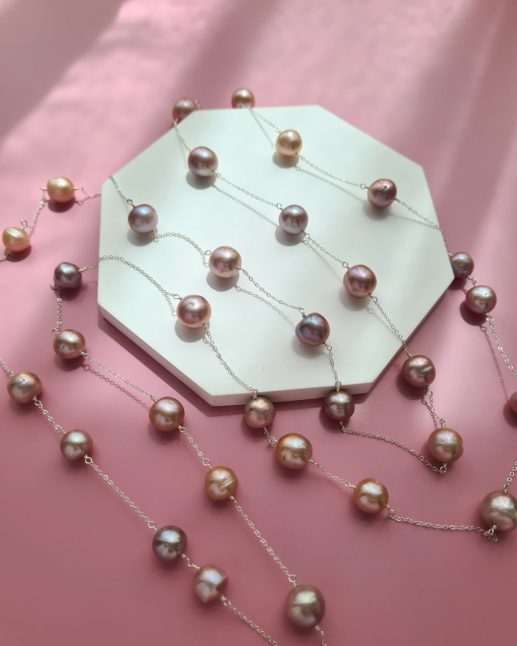 Edison Pearl Floating Pearl Necklace - Extra Long 55 inch, Handmade Pearl Jewelry in Singapore