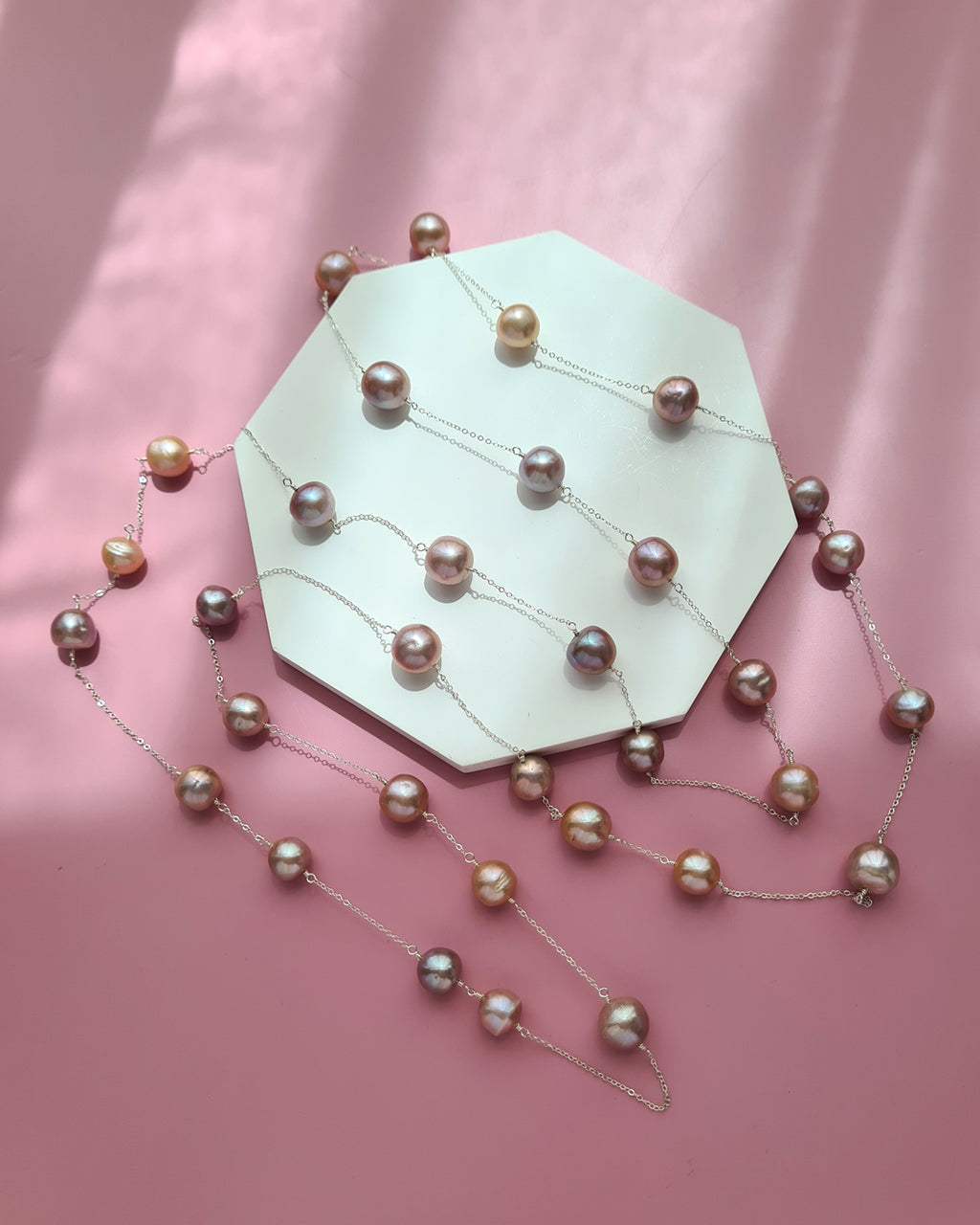 Edison Pearl Floating Pearl Necklace - Extra Long 55 inch, Handmade Pearl Jewelry in Singapore