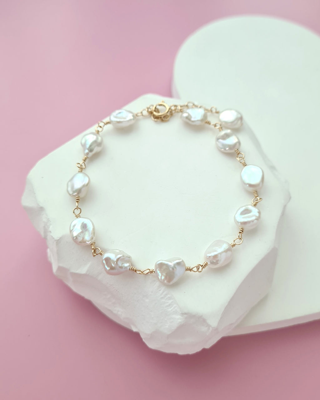 Freshwater Keshi Pearl Bracelet, Handcrafted Modern Pearl Jewelry in Singapore