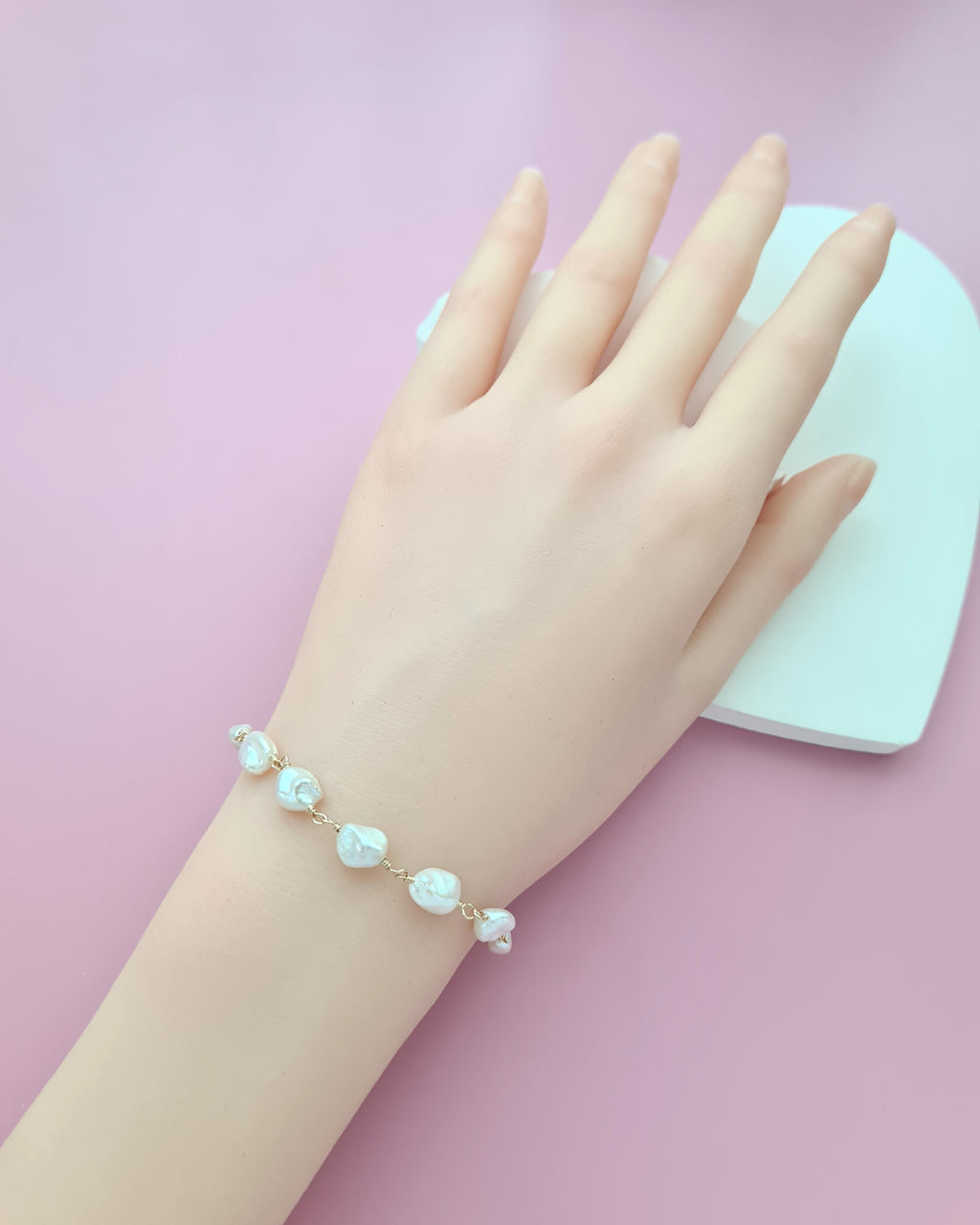 Freshwater Keshi Pearl Bracelet, Handcrafted Modern Pearl Jewelry in Singapore