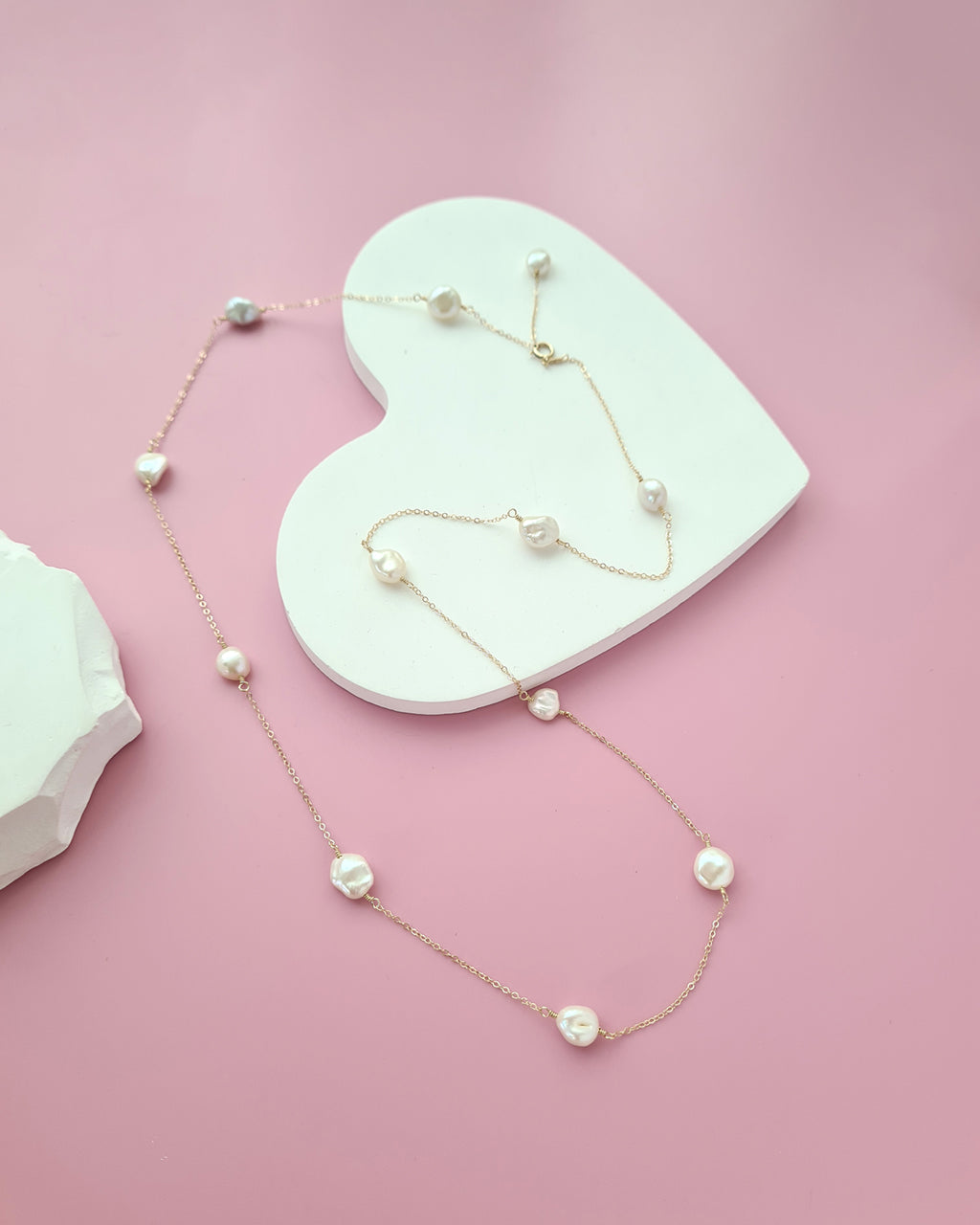 Freshwater Keshi Pearl Floating Pearl Necklaces, Handcrafted pearl jewelry in Singapore
