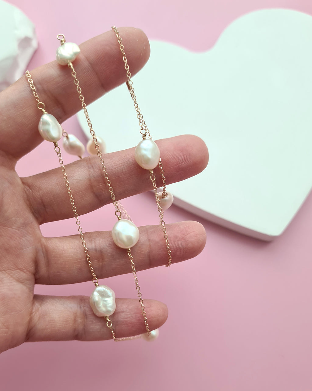 Freshwater Keshi Pearl Floating Pearl Necklaces, Handcrafted pearl jewelry in Singapore