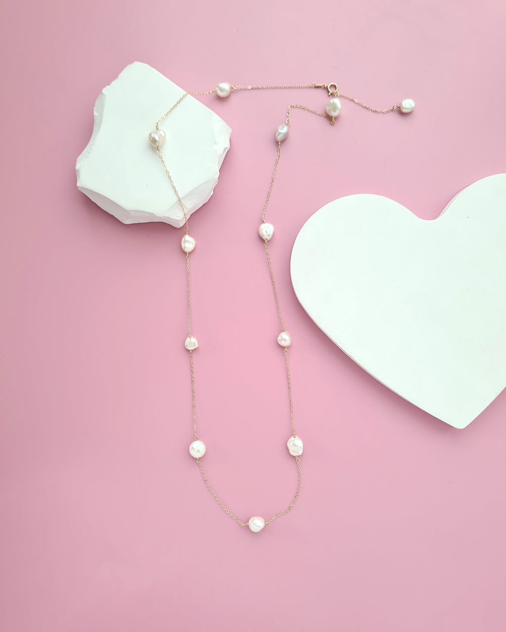 Freshwater Keshi Pearl Floating Pearl Necklaces, Handcrafted pearl jewelry in Singapore