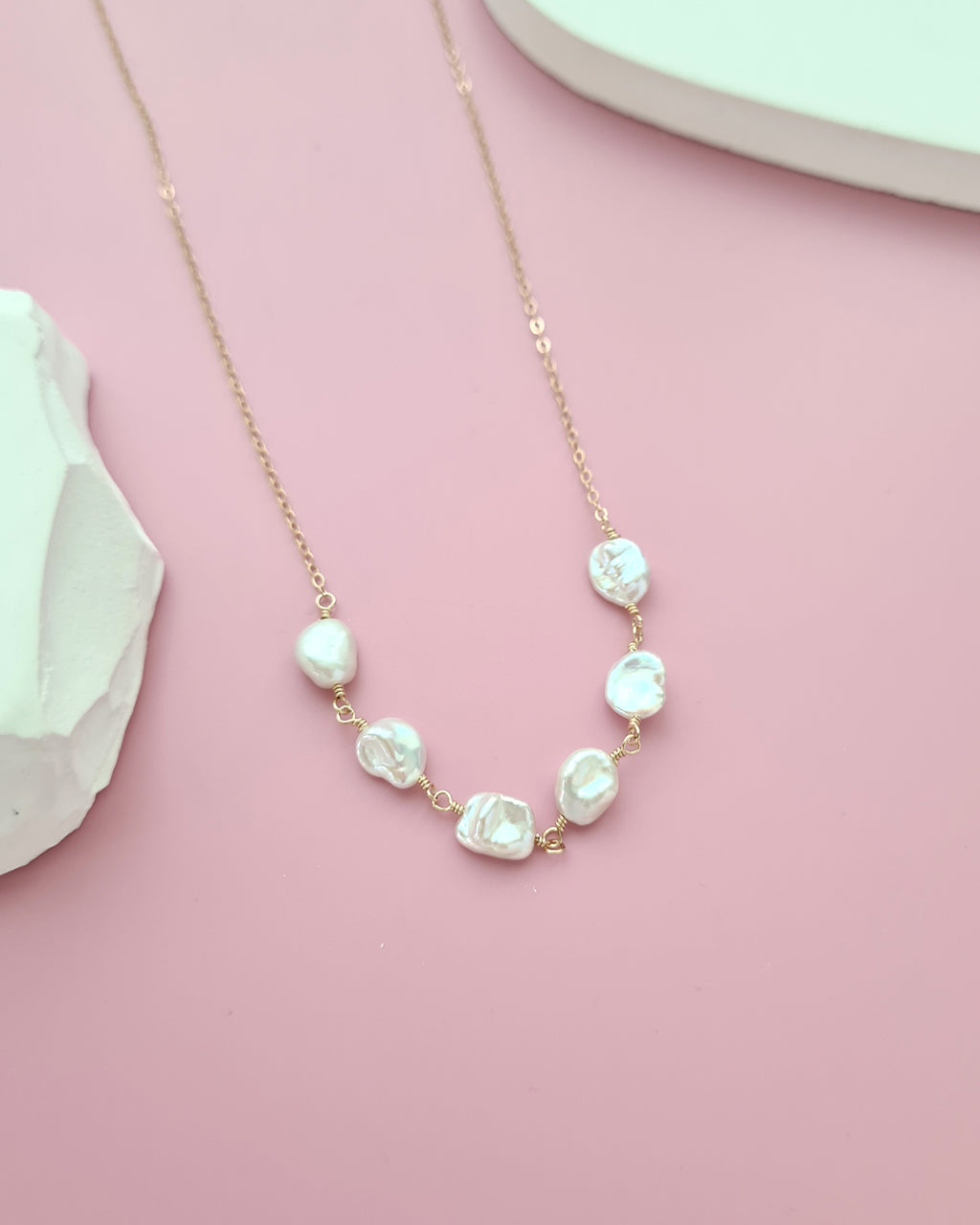Freshwater Keshi Pearl Necklace, Handmade Timeless Pearl Jewelry in Singapore