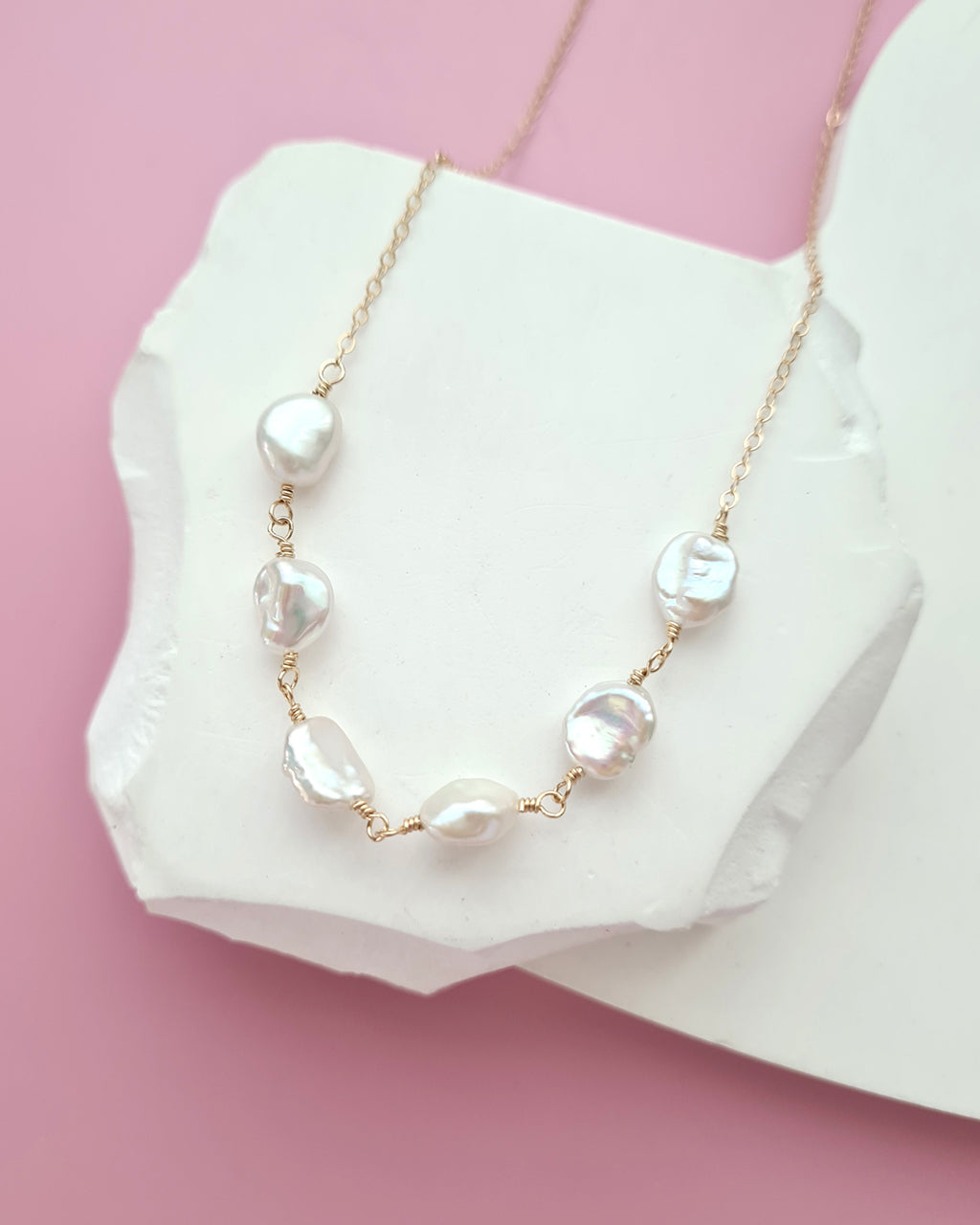 Freshwater Keshi Pearl Necklace, Handmade Timeless Pearl Jewelry in Singapore