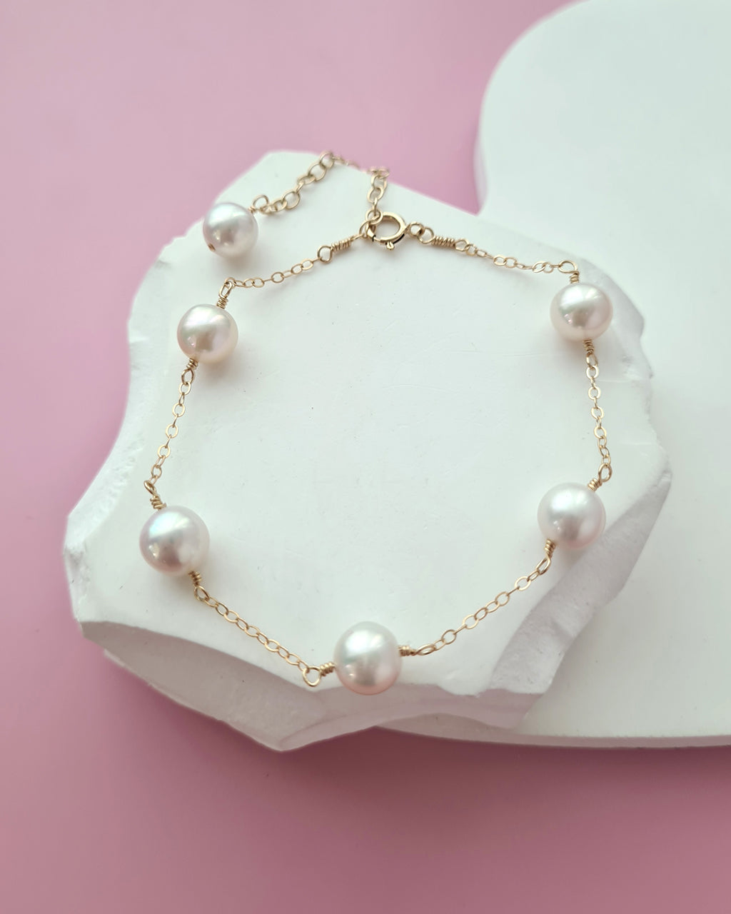 White Freshwater Pearl Floating Pearl Necklace, Bracelet and Earrings,  7mm to 8mm, Handmade Pearl Jewelry in Singapore