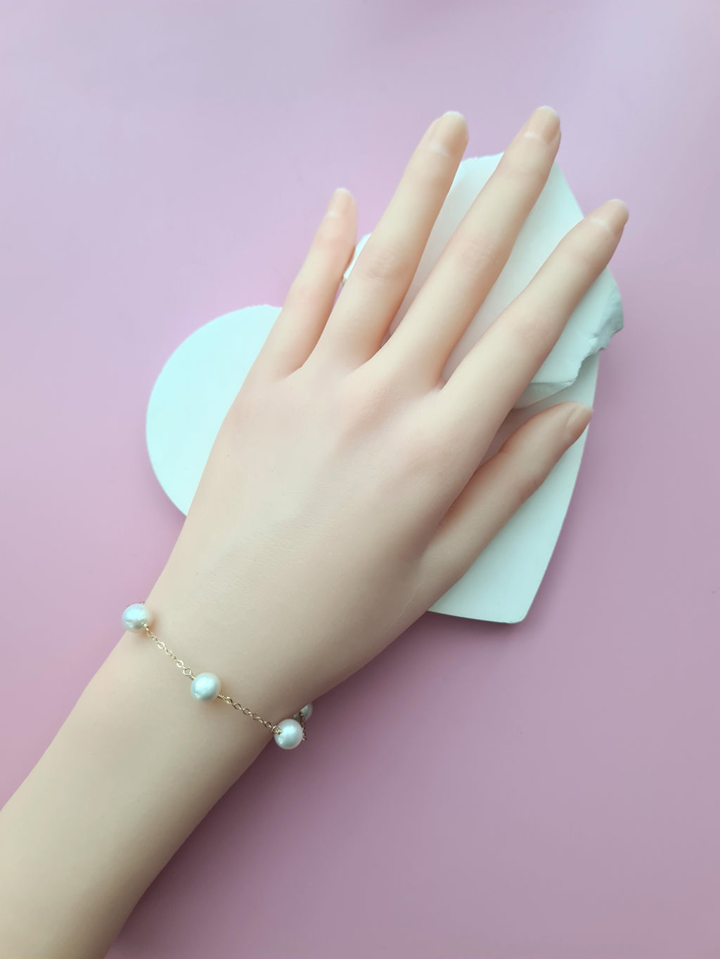 White Freshwater Pearl Floating Pearl Necklace, Bracelet and Earrings,  7mm to 8mm, Handmade Pearl Jewelry in Singapore