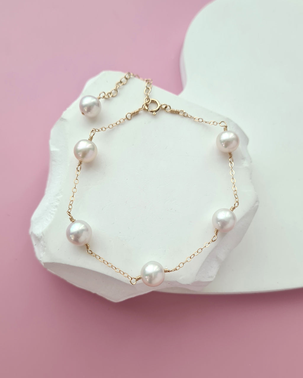 White Freshwater Pearl Floating Pearl Necklace, Bracelet and Earrings,  7mm to 8mm, Handmade Pearl Jewelry in Singapore