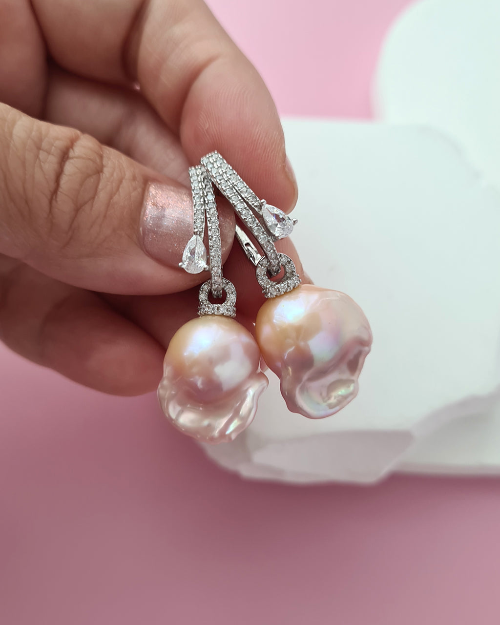 Freshwater Baroque Pearl Earrings - Wedding Bridal Pearl Earrings in Singapore