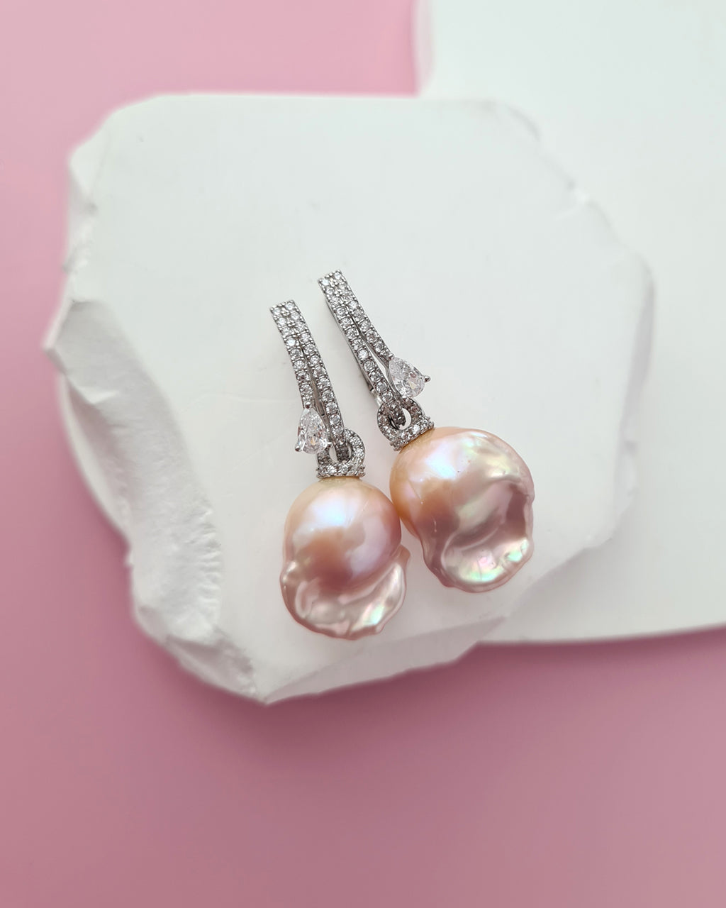Freshwater Baroque Pearl Earrings - Wedding Bridal Pearl Earrings in Singapore