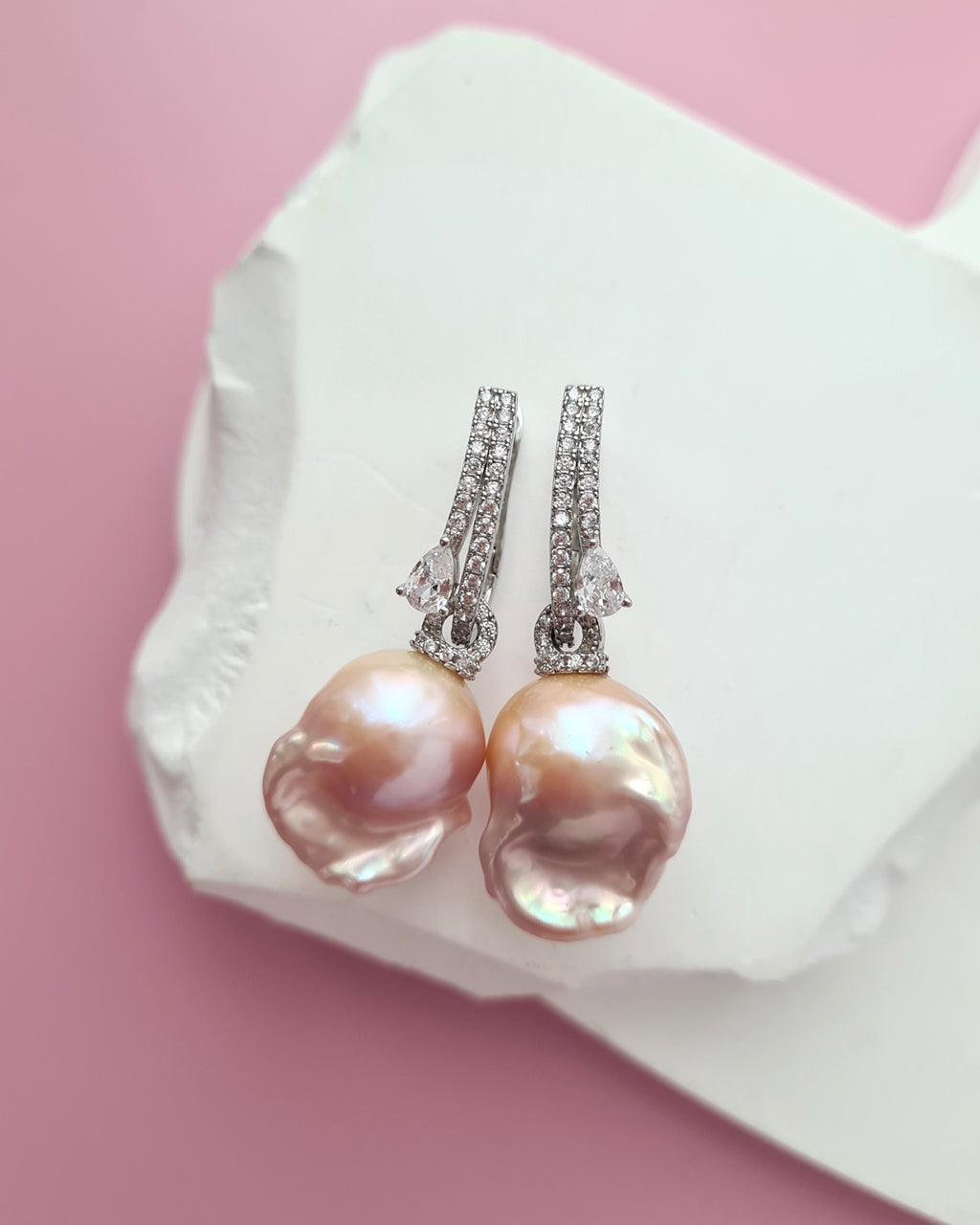Freshwater Baroque Pearl Earrings - Wedding Bridal Pearl Earrings in Singapore