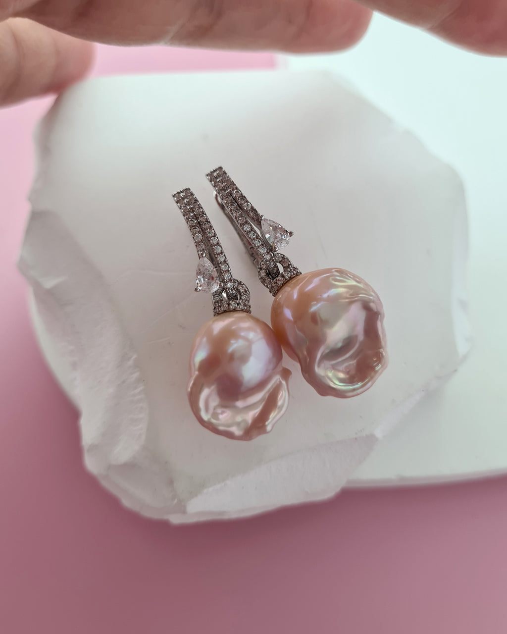 Freshwater Baroque Pearl Earrings - Wedding Bridal Pearl Earrings in Singapore