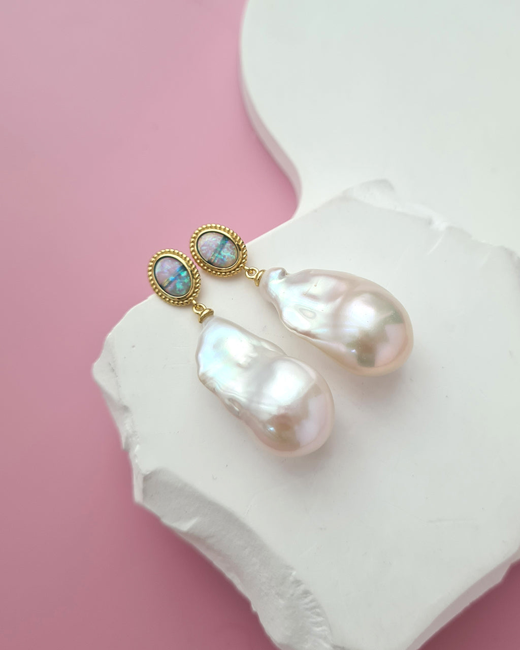 Freshwater Baroque Pearl Earrings, Wedding Baroque Pearl Jewelry in Singapore