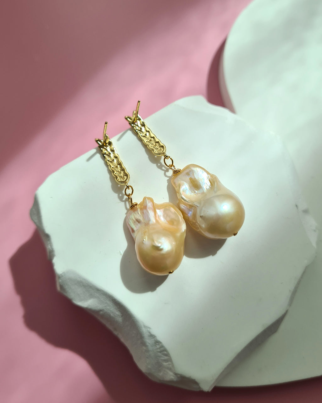 Freshwater Baroque Pearl Earrings - Simple Gold Vine Pearl Jewelry in Singapore