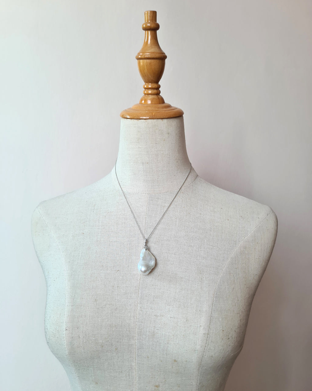 Set of 2 - Large White Baroque Pearl Pendant Necklace - Detachable Clasp Best Friends Jewelry