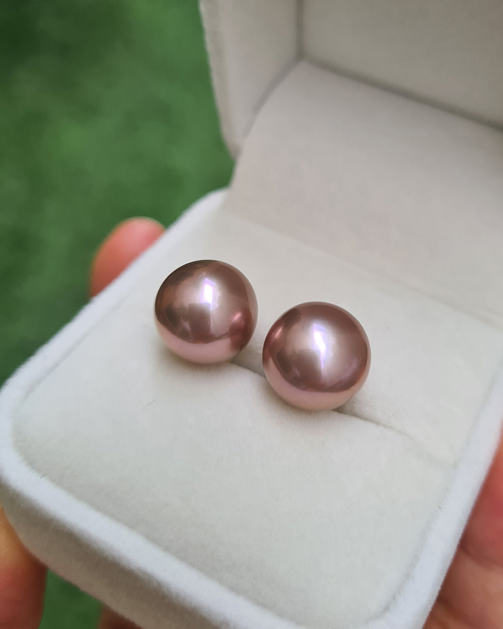 Purple Edison Pearl 18k Gold Stud Earrings Large Purple Pearl Stud Earrings