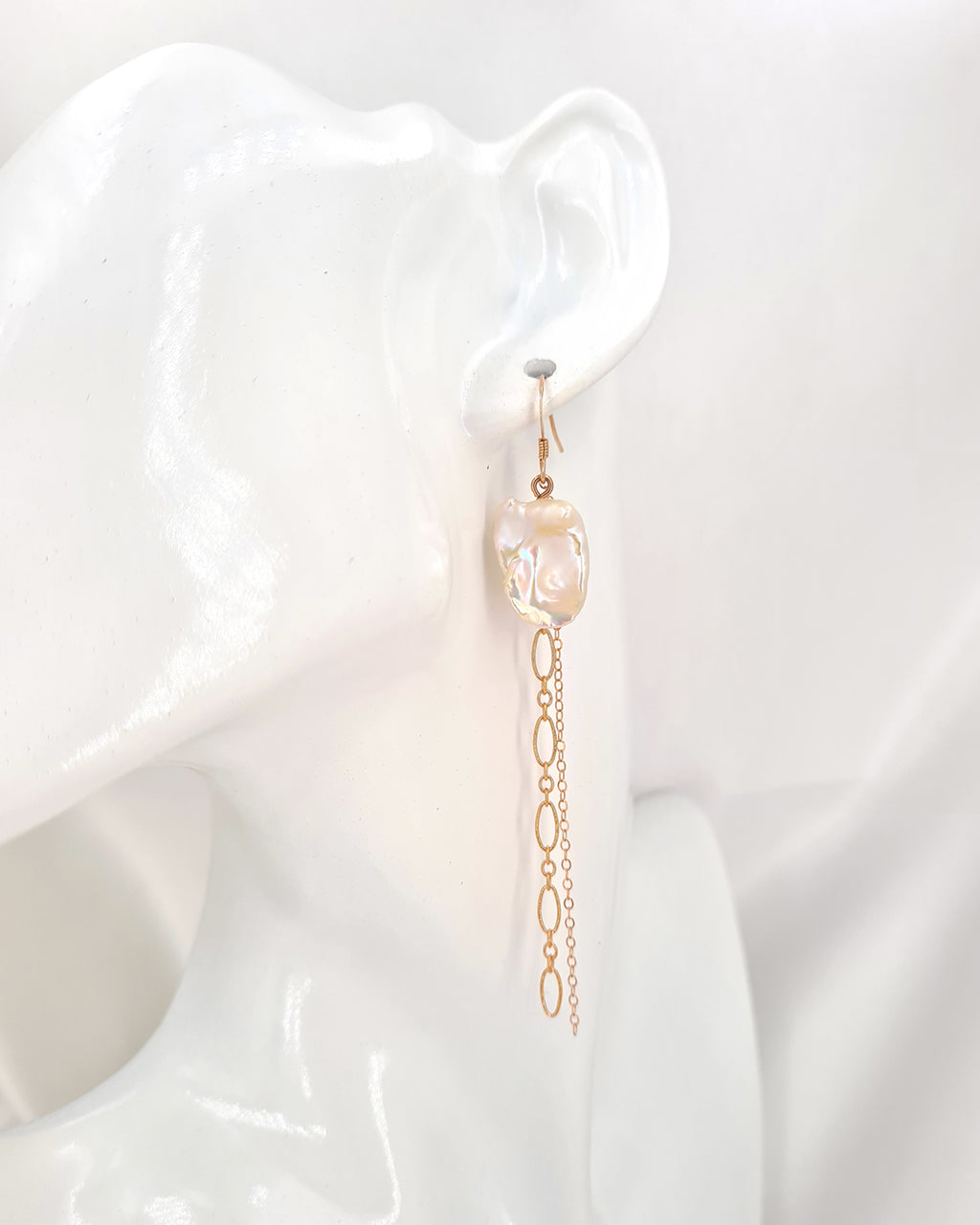 Freshwater Large Keshi Earrings in Rose Gold Filled 