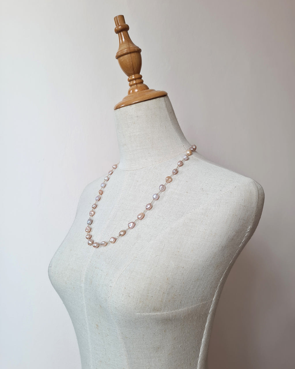 Pastel Keshi Pearl Long Necklace - 14k Gold Filled