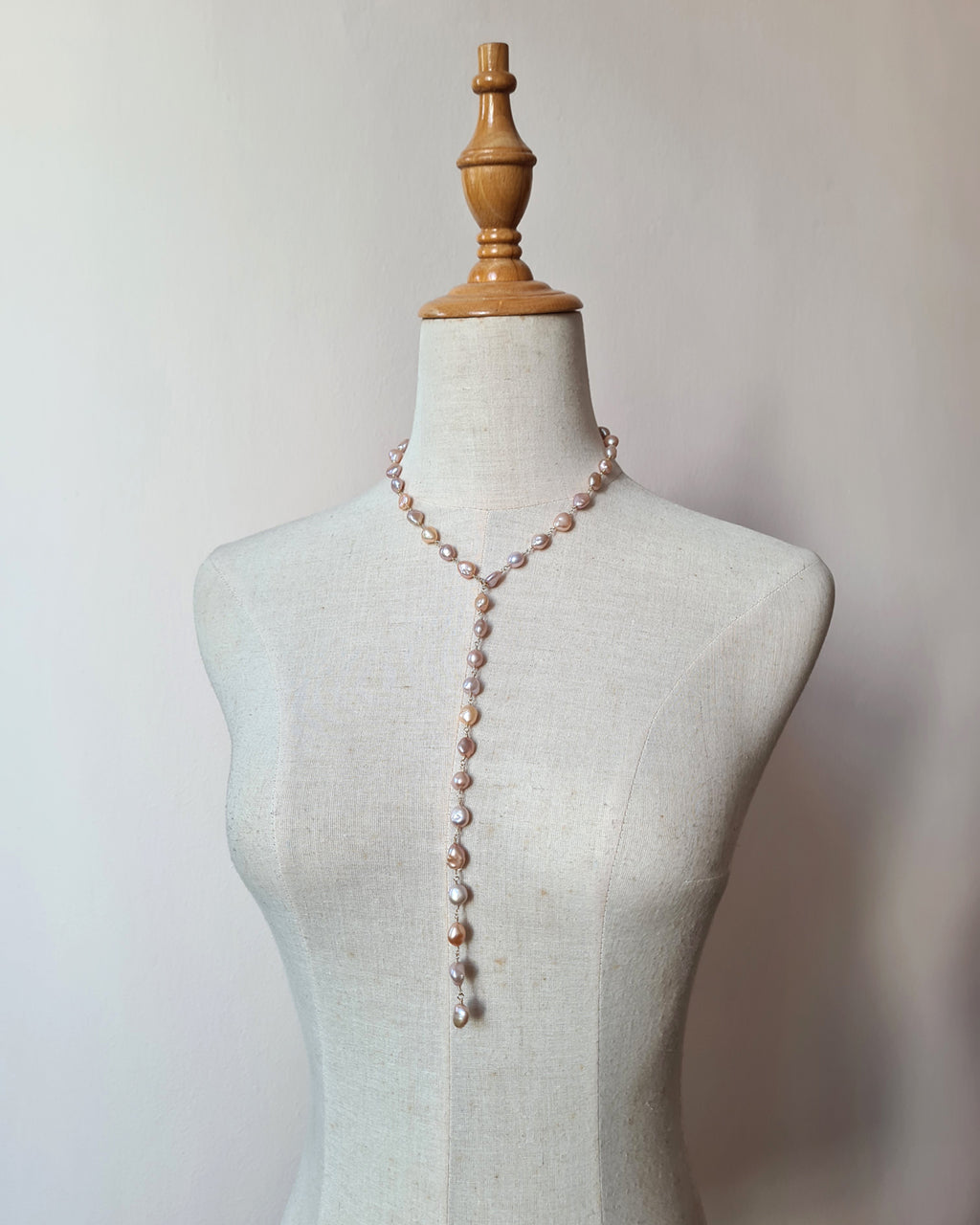 Pastel Keshi Pearl Long Necklace - 14k Gold Filled