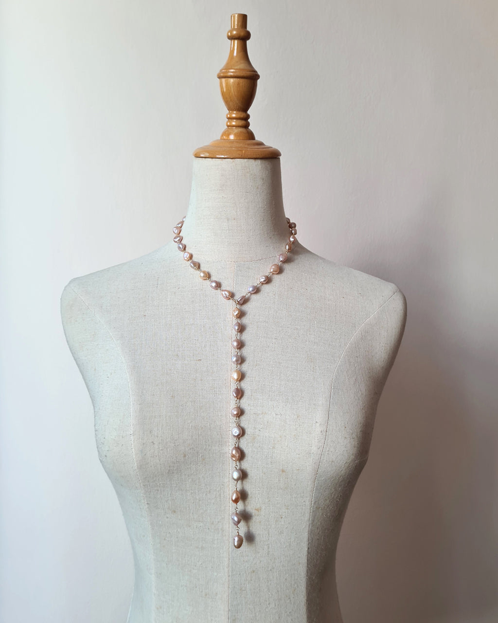 Pastel Keshi Pearl Long Necklace - 14k Gold Filled