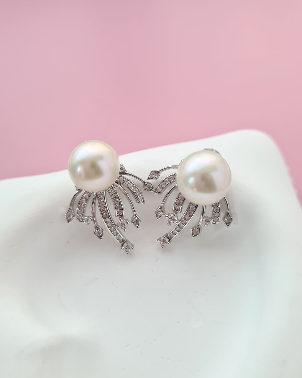 White Pearl Earrings - Detachable Jacket Stud Earrings Pearl Jewelry in Singapore