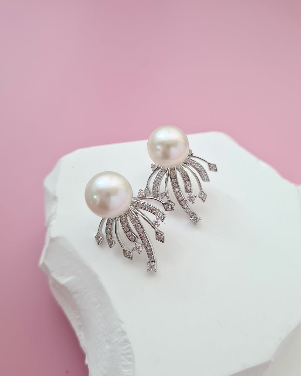 White Pearl Earrings - Detachable Jacket Stud Earrings Pearl Jewelry in Singapore